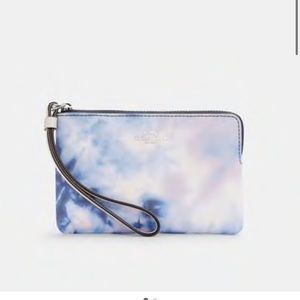 Coach Corner Zip Wristlet With Tie Dye Print